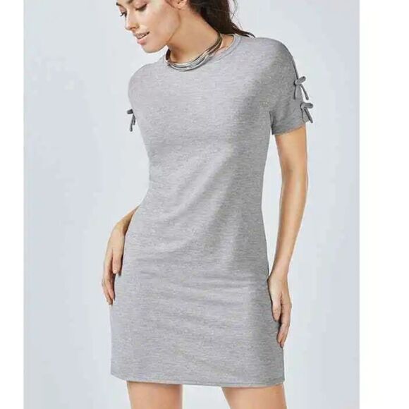 Fabletics Yani Mini Dress Size Medium Heathered Gray Jersey Knit Athleisure - Picture 1 of 9